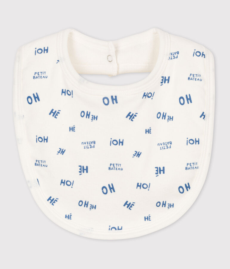 Bavoir imprim&eacute; b&eacute;b&eacute; en coton blanc MARSHMALLOW/ CREPUSCULE