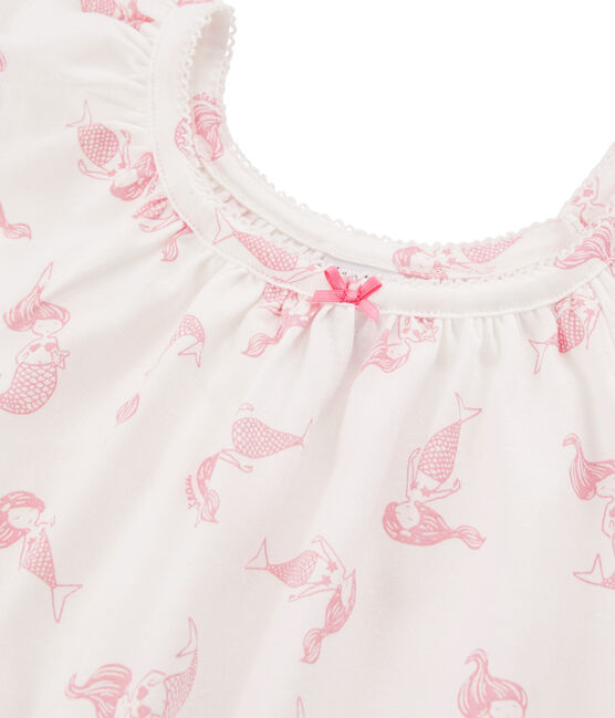 Chemise de nuit petite fille en coton fin blanc MARSHMALLOW/rose ROSE