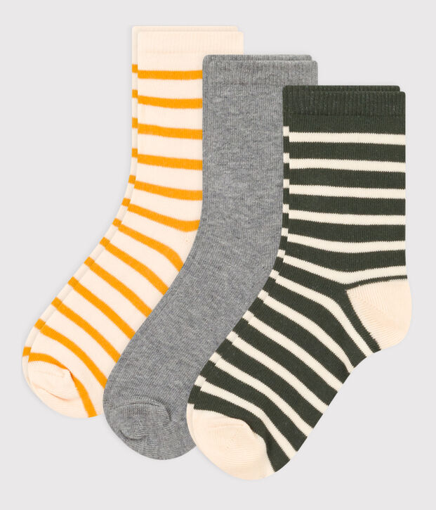 Lot de 3 paires de chaussettes ray&eacute;es enfant gar&ccedil;on-fille multicouleur