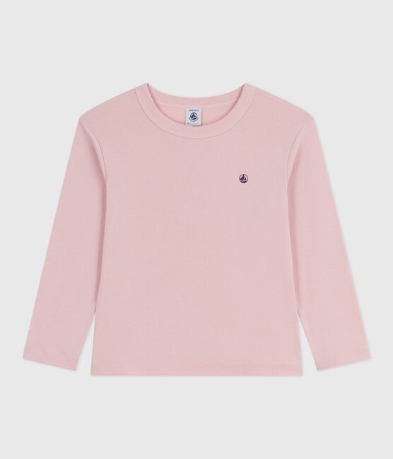 Tee-shirt enfant manches longues en coton uni rose JOLI