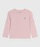 Tee-shirt enfant manches longues en coton uni rose JOLI
