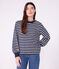 Marinière femme en coton bleu SMOKING/blanc MARSHMALLOW