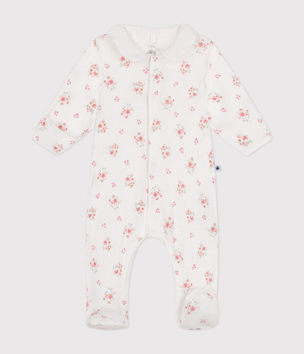 Pyjama imprim&eacute; fleurs en coton b&eacute;b&eacute; blanc/multicouleur