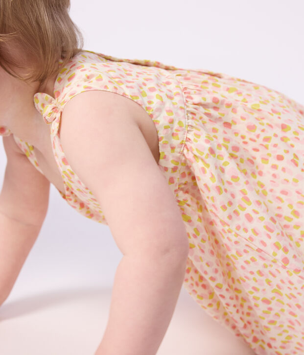 Robe b&eacute;b&eacute; en coton sans manches imprim&eacute;e blanc/multicouleur