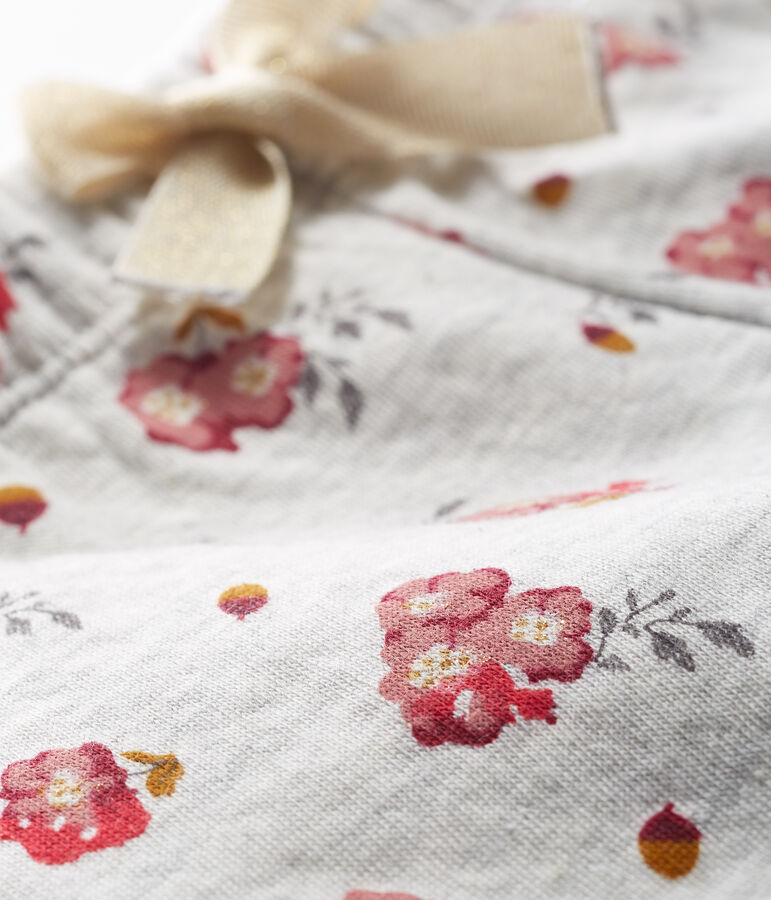 Pantalon en tubique imprim&eacute; b&eacute;b&eacute; fille gris BELUGA/blanc MULTICO CN