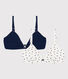 Lot de 2 soutiens-gorge  coeur fille en coton et élasthanne