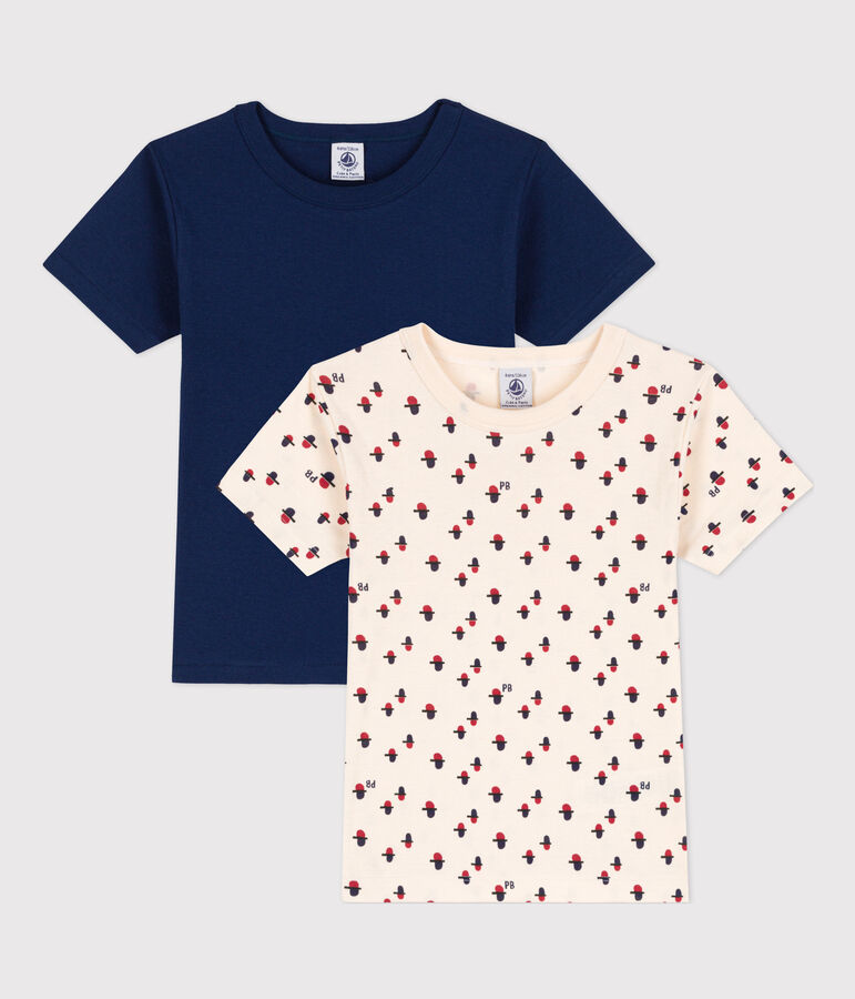 Lot de 2 tee-shirts manches courtes enfant fill / gar&ccedil;on en coton multicouleur