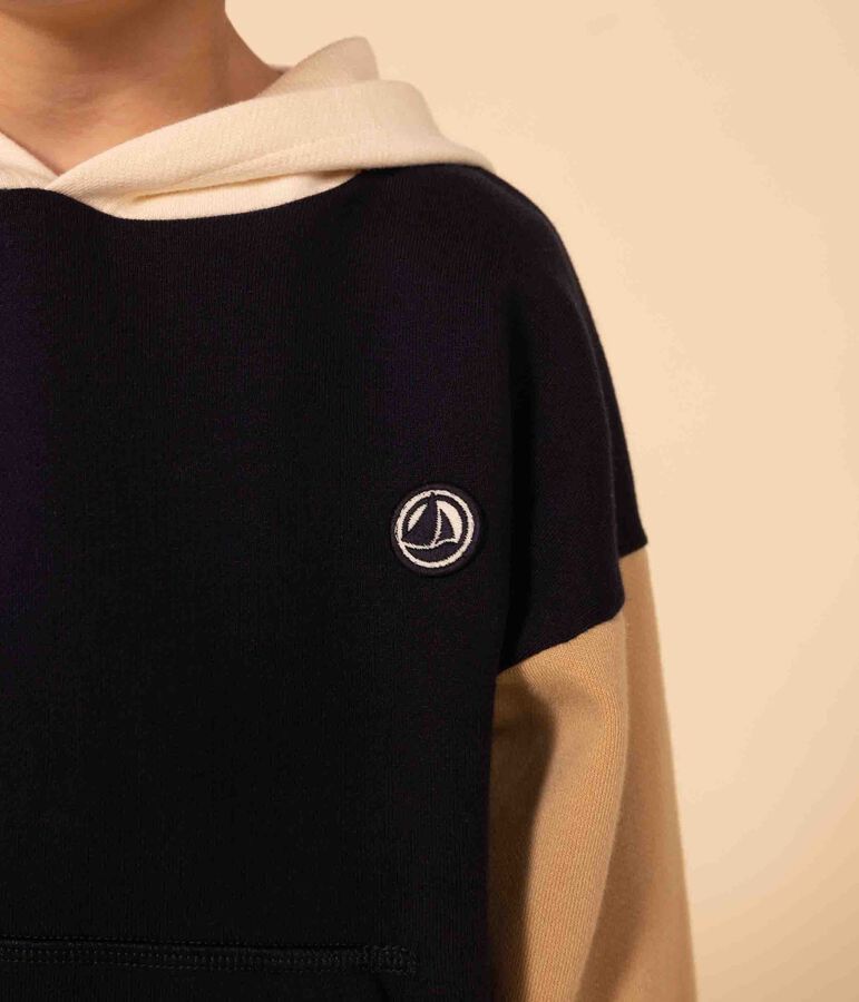 Sweatshirt &agrave; capuche enfant gar&ccedil;on bleu SMOKING/blanc MULTICO