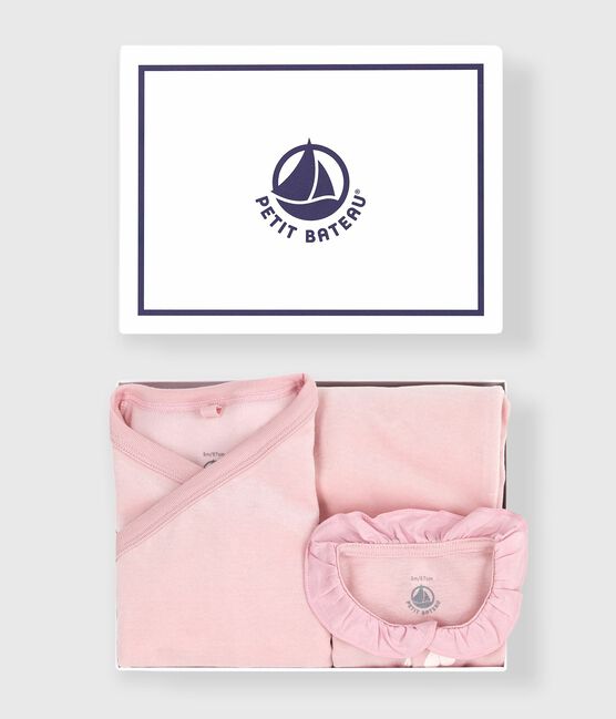 Ensemble cadeau bébé 2 pièces en velours et body imprimé cœurs rose JOLI