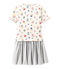 Robe fille taille basse en tubique blanc/multicouleur