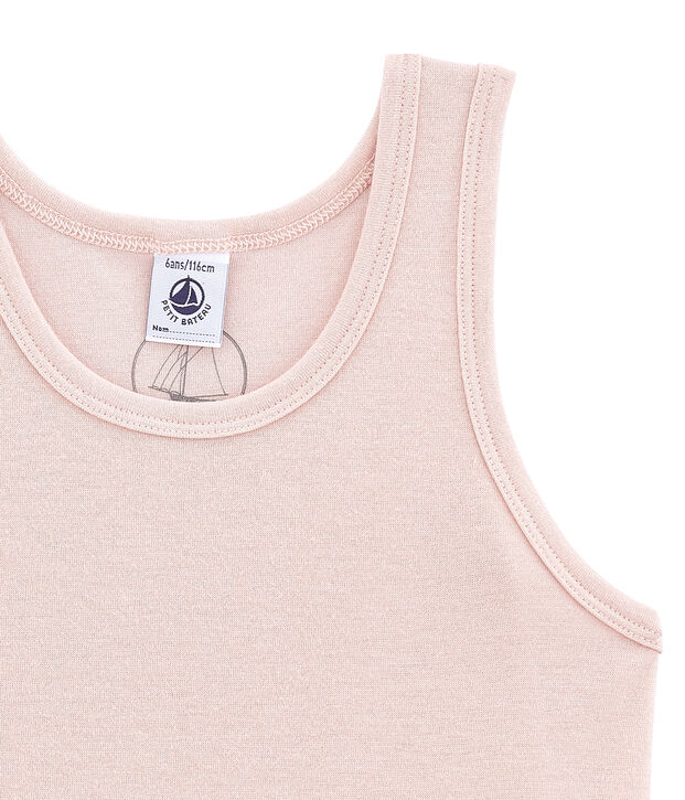 D&eacute;bardeur petite fille en laine et coton rose clair