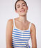 Pyjama short femme en coton à bretelles à rayures blanc MARSHMALLOW/bleu PERSE