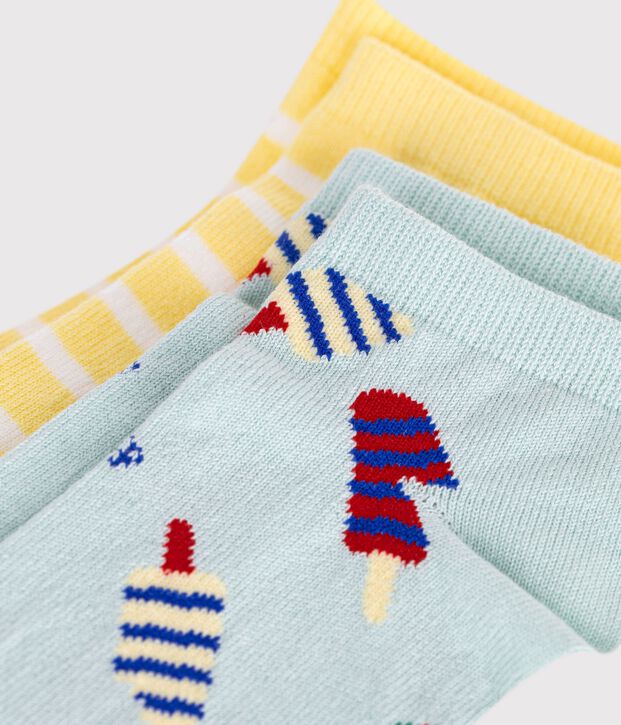2 paires de chaussettes enfant en coton imprim&eacute;s glaces multicouleur