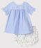Robe à rayures avec bloomer fleuri bébé fille en popeline blanc MARSHMALLOW/blanc MULTICO