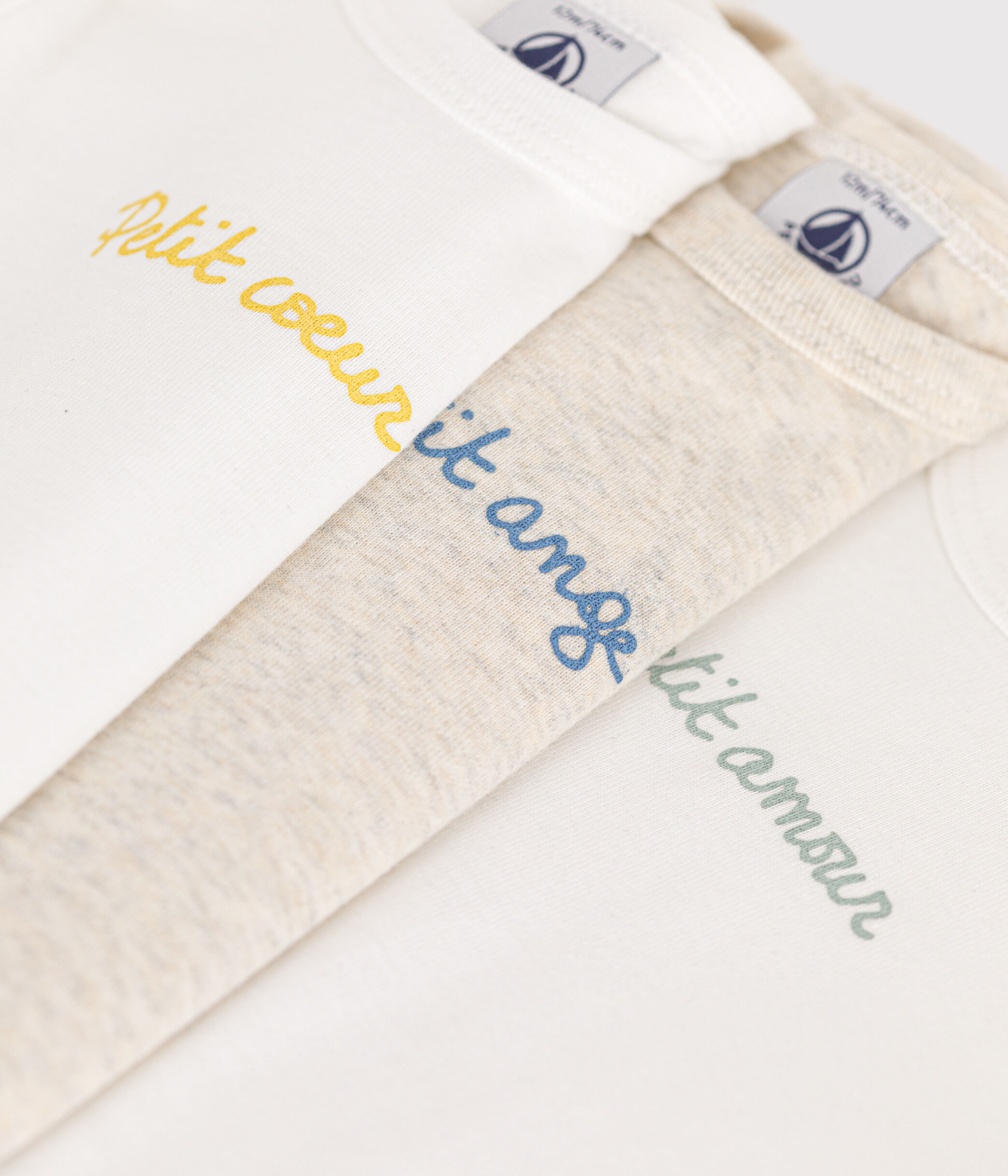 Lot De 3 Bodies Bébé Manches Longues - Coton Doux, Messages, Encollure Américaine - Petit Bateau - 11