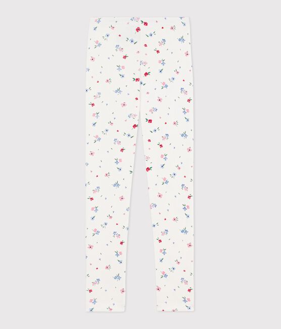 Legging enfant en coton imprimé fleurs blanc MARSHMALLOW/blanc MULTICO