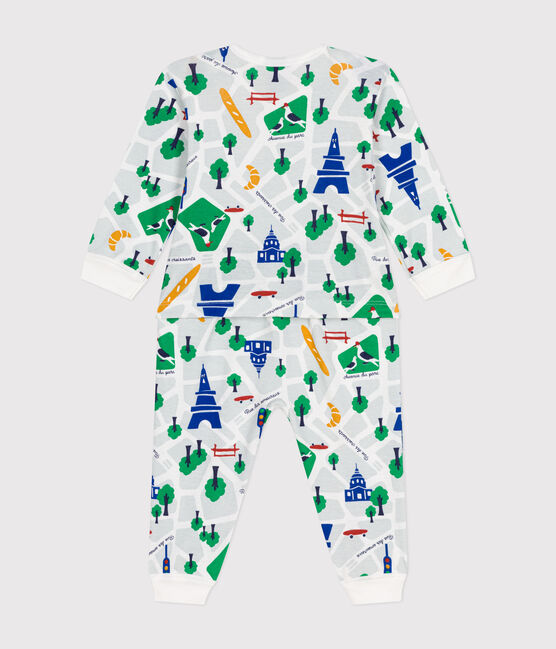 Pyjama sans pied imprimé Paris en coton bébé blanc MARSHMALLOW/bleu MEDIEVAL