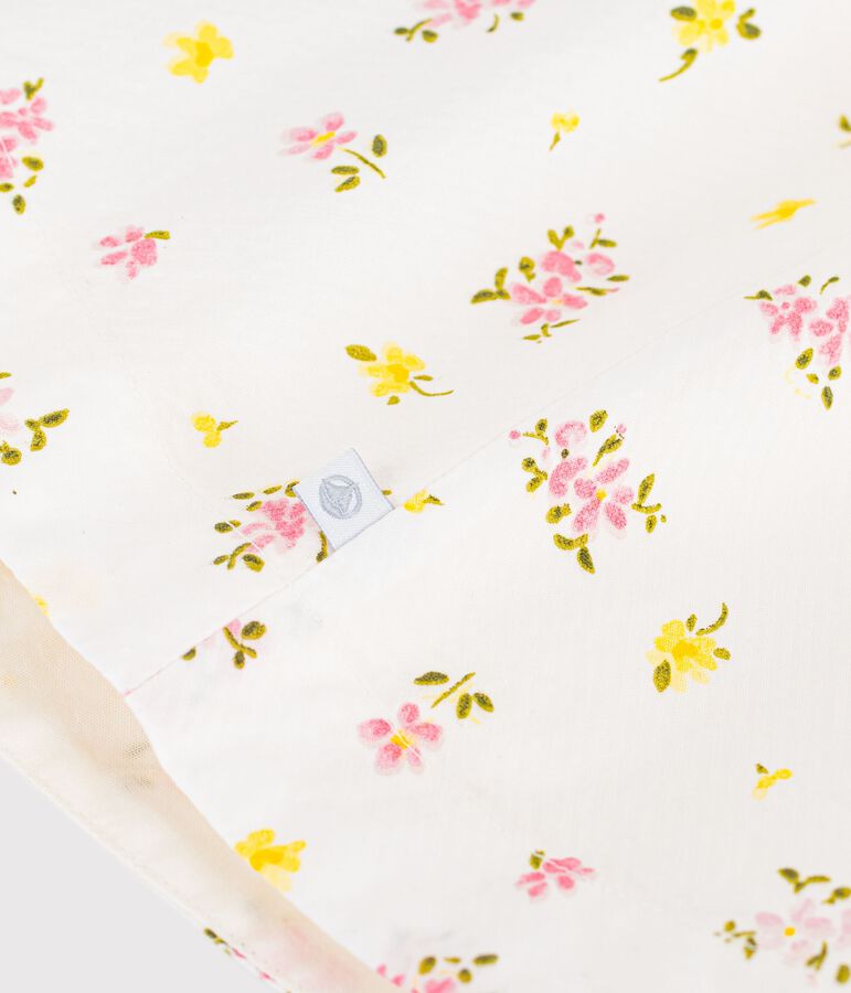 Robe sans manches enfant en coton imprim&eacute;e fleurs blanc MARSHMALLOW/blanc MULTICO