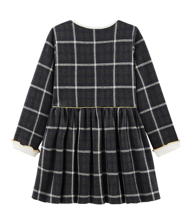 Robe maille &agrave; carreaux enfant fille gris/multicouleur