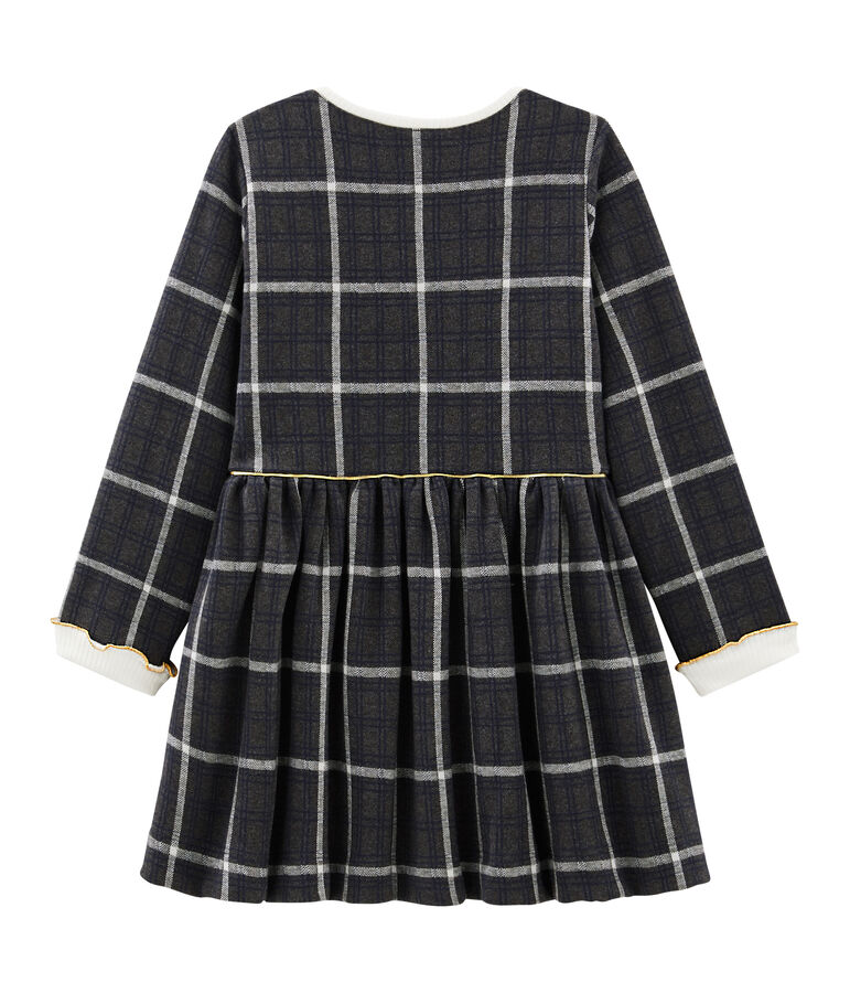 Robe maille &agrave; carreaux enfant fille noir CITY/blanc MULTICO