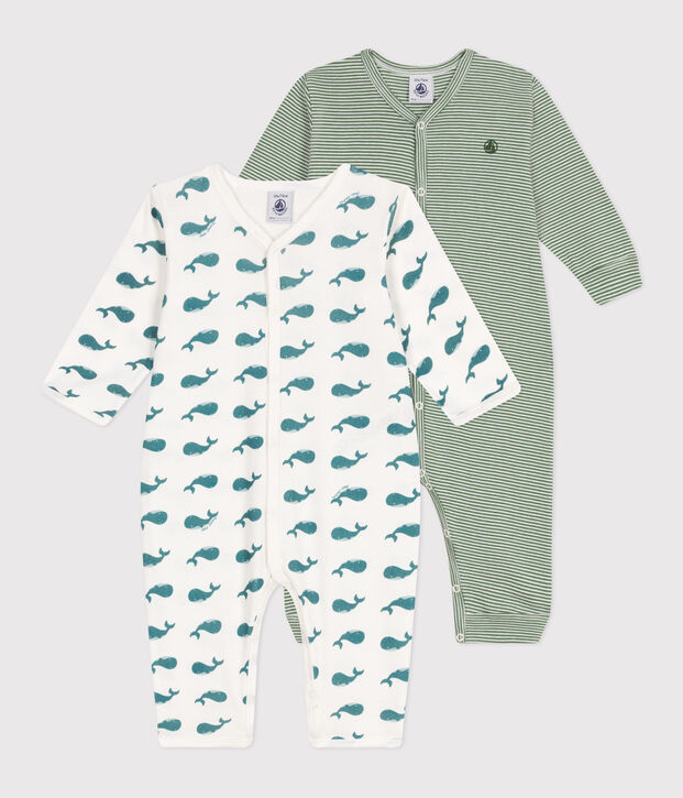 Lot de 2 pyjamas b&eacute;b&eacute; sans pieds en coton imprim&eacute; multicouleur