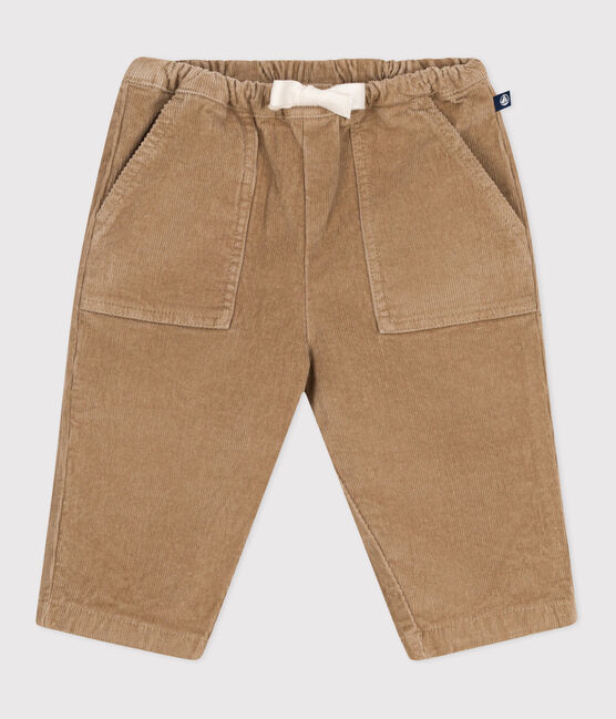 Pantalon bébé en velours uni beige ROCHE CLAIR