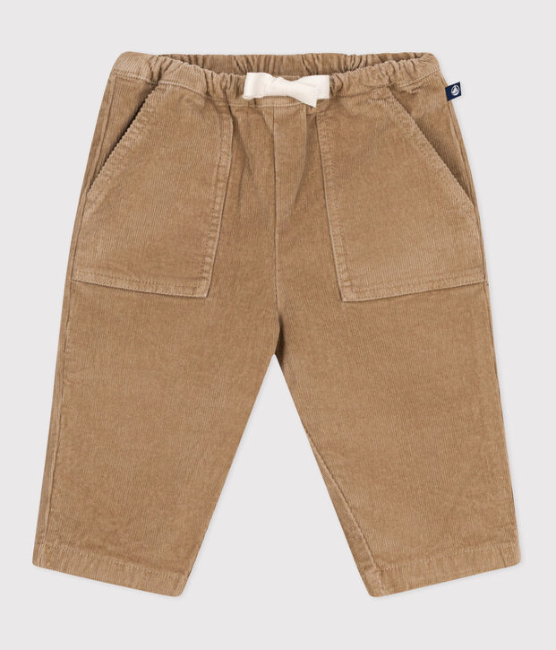 Pantalon b&eacute;b&eacute; en velours uni beige