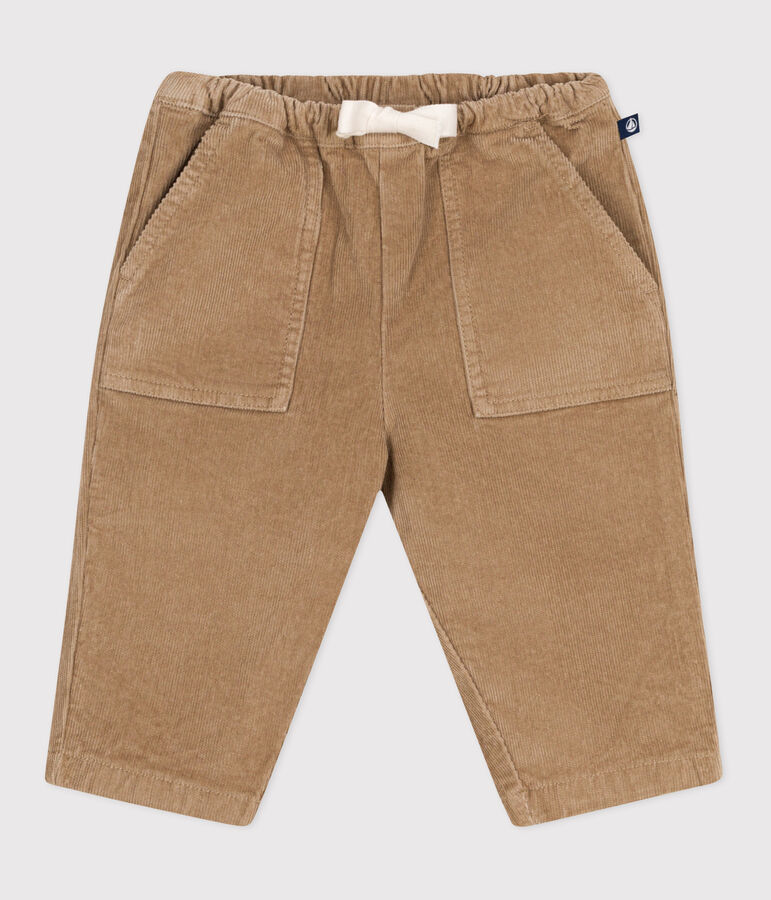 Pantalon b&eacute;b&eacute; en velours uni beige ROCHE CLAIR