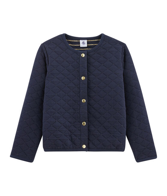 Cardigan en tubique enfant fille bleu SMOKING/jaune OR