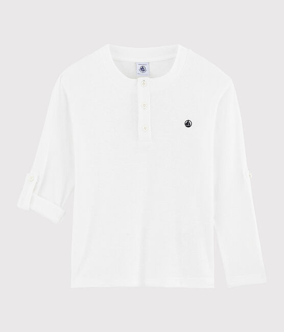 Tee-shirt en coton et lin enfant garçon blanc MARSHMALLOW