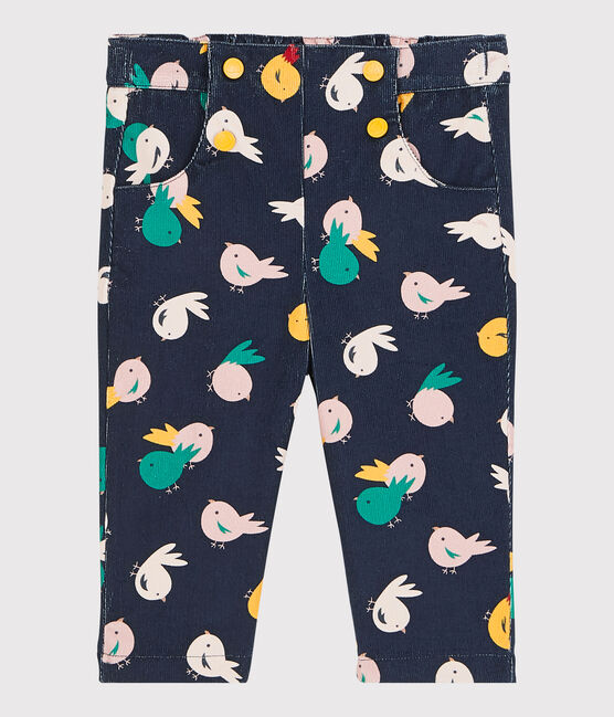 Pantalon velours bébé. bleu SMOKING/blanc MULTICO