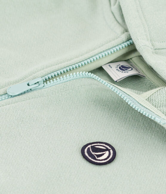 Sweatshirt zippé à capuche en molleton enfant garçon vert HERBIER