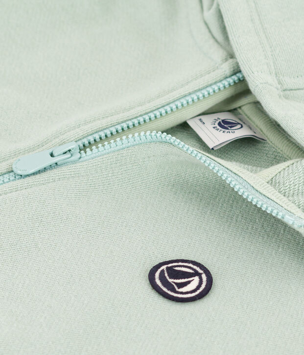 Sweatshirt zipp&eacute; &agrave; capuche en molleton enfant gar&ccedil;on vert