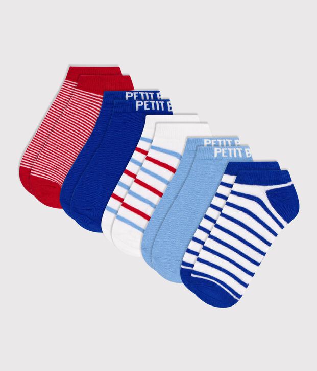 5 paires de chaussettes enfant en coton &agrave; rayures et unies multicouleur