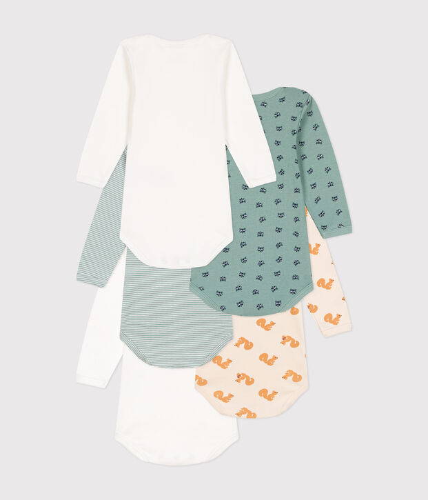 Lot de 5 bodies manches longues imprim&eacute; riton en coton b&eacute;b&eacute; multicouleur
