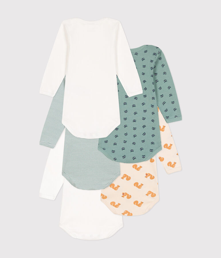 Lot de 5 bodies manches longues imprim&eacute; riton en coton b&eacute;b&eacute; variante 1