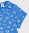T-shirt manches courtes en coton enfant fille bleu BRASIER/gris MARSHMALLOW