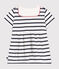 Robe marinière bébé en coton manches courtes et col vareuse blanc MARSHMALLOW/bleu SMOKING