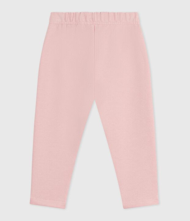 Pantalon b&eacute;b&eacute; en coton uni rose clair