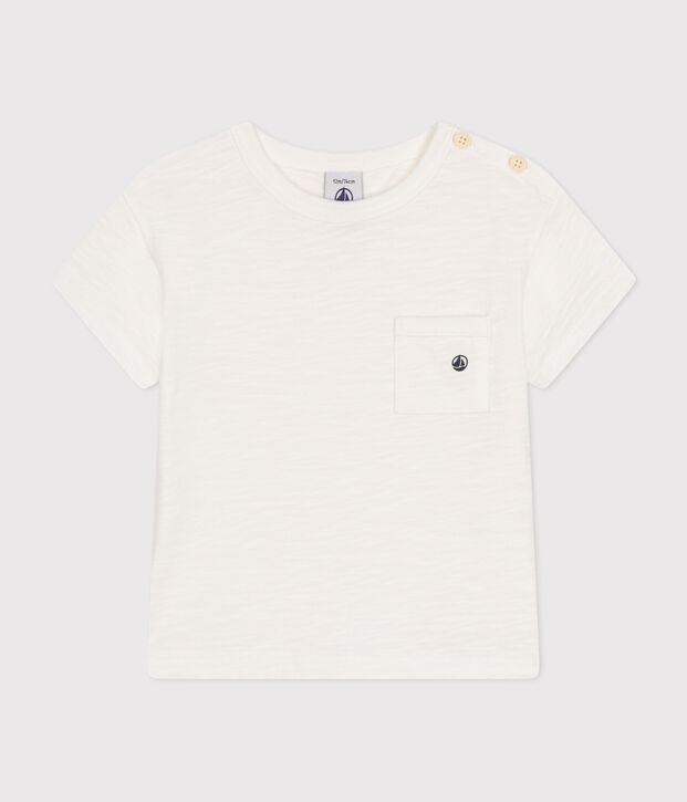 Tee-shirt manches courtes en jersey flamm&eacute; b&eacute;b&eacute; blanc