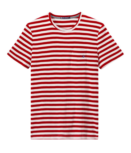 T-shirt homme à rayures bicolores rouge TERKUIT/blanc MARSHMALLOW