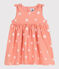 Robe bébé en coton sans manches, imprimée soleils orange ABRICOT/ MARSHMALLOW