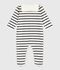 Pyjama b&eacute;b&eacute; mixte en velours imprim&eacute; &agrave; rayures blanc/bleu