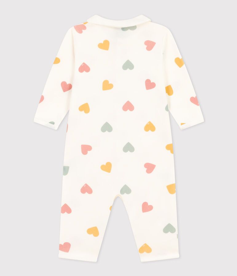Pyjama b&eacute;b&eacute; sans pieds coeurs multicolores en coton blanc/multicouleur