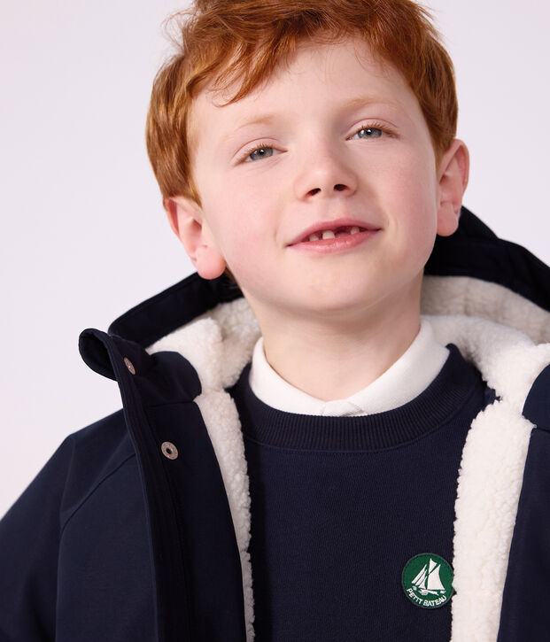 Parka enfant mi-longue unie bleu marine