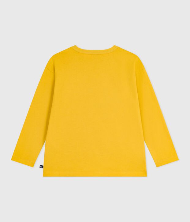 Tee-shirt enfant manches longues en coton imprim&eacute; jaune