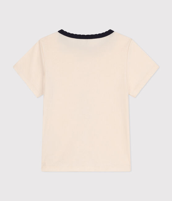 Tee-shirt manches courtes en coton enfant fille écru AVALANCHE