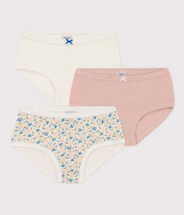 Lot de 3 culottes fleurs en coton petite fille multicouleur