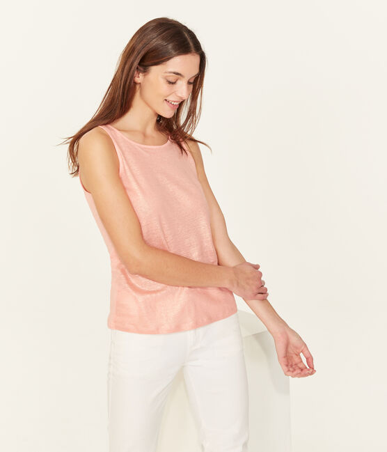 Débardeur femme en lin irisé rose ROSAKO/rose COPPER