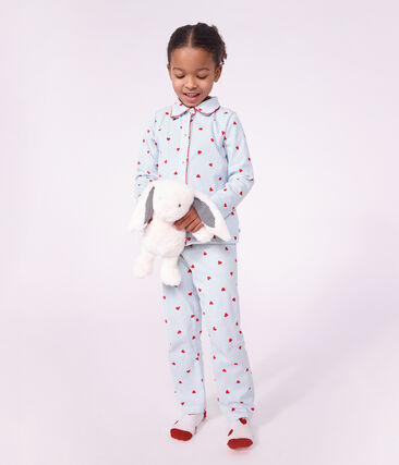 Pyjama boutonné enfant en coton à cœurs